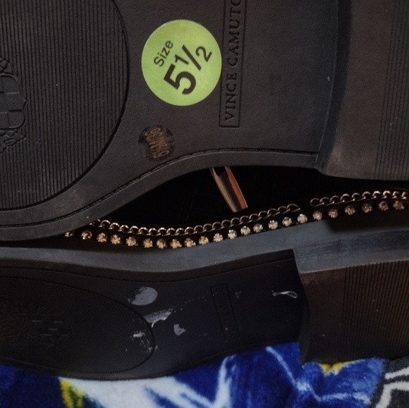 Vince Camuto Blinda  Black Suede Moto Chic Chain Rim Platform Lug Sole Boot - Picture 13 of 13